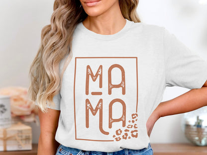 Mama Graphic Tee with Leopard Print Design