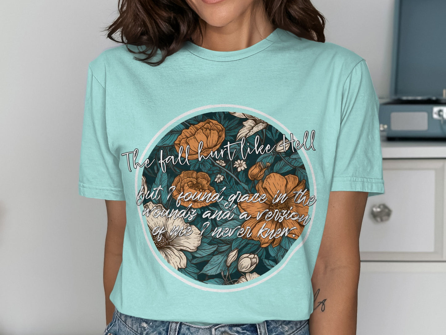 The fall hurt like hell floral graphic shirt