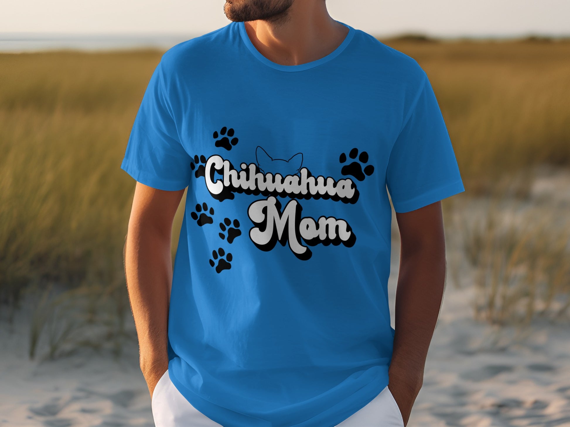 Chihuahua Mom Paw Print Graphic T-Shirt Design