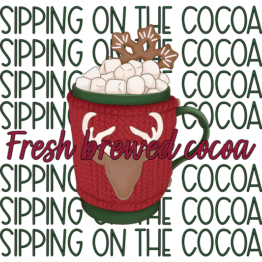 Fresh brewed cocoa sipping on the cocoa product