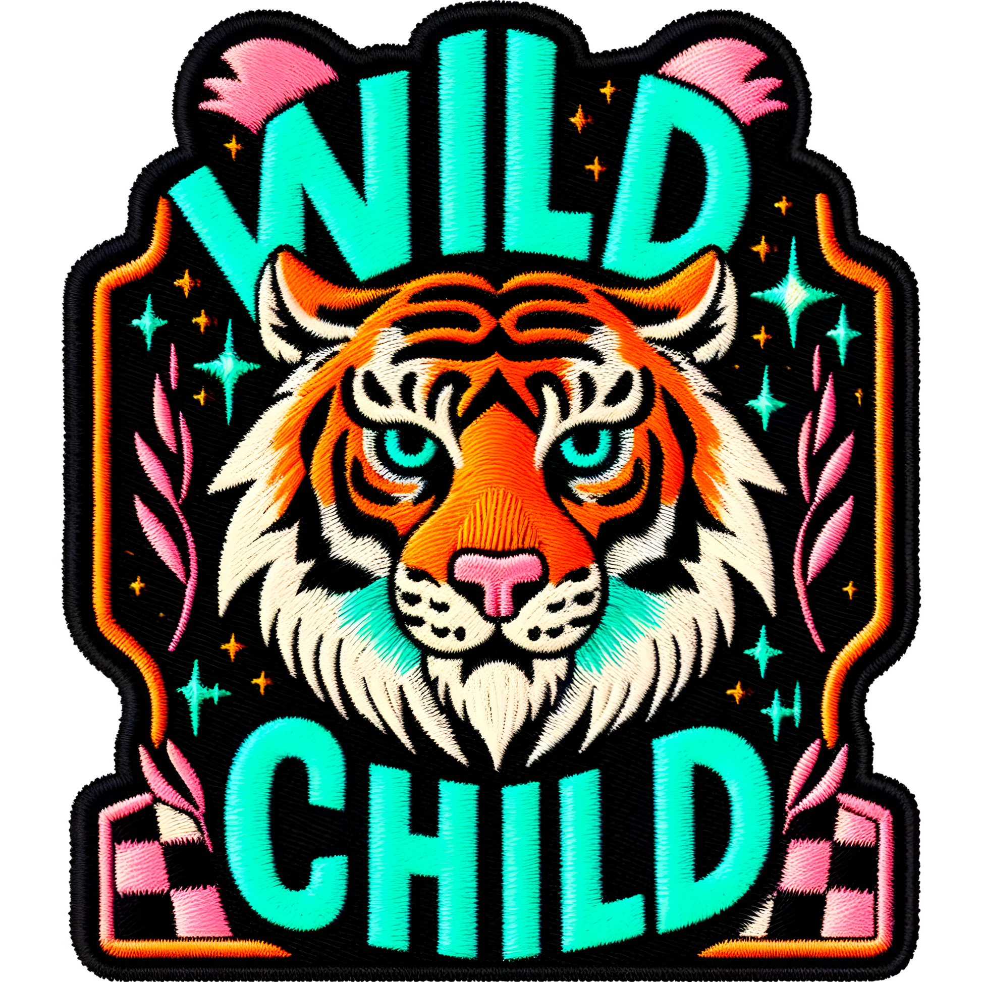Wild Child Fierce Tiger Embroidered Patch