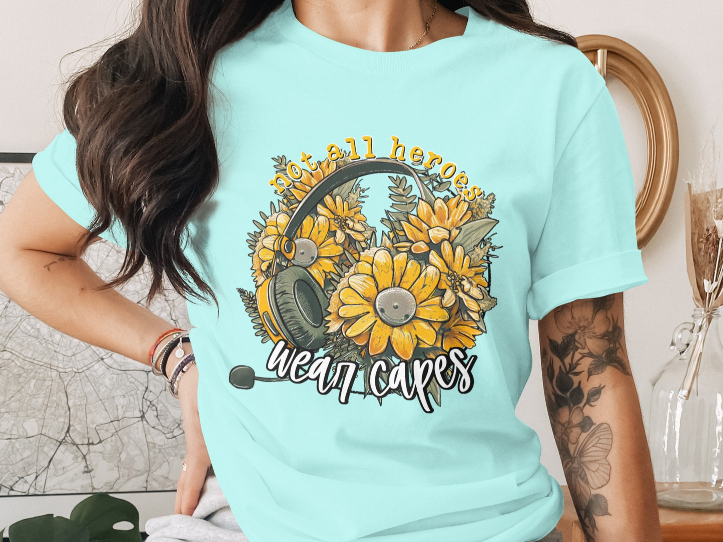 Not All Heroes Wear Capes Floral T Shirt