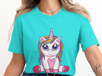 Cute Colorful Unicorn Graphic Design T-Shirt
