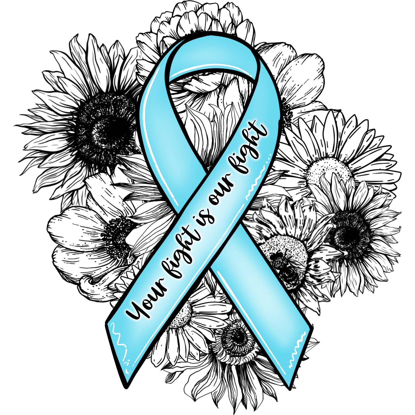 Your Fight Is Our Fight Blue Ribbon Floral Design