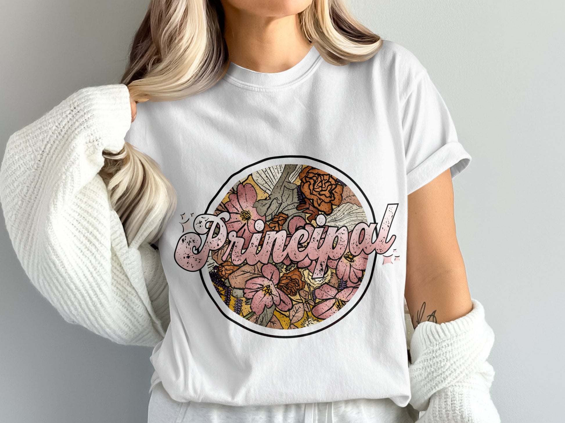 Floral Principal Graphic Tee for Stylish Outfits