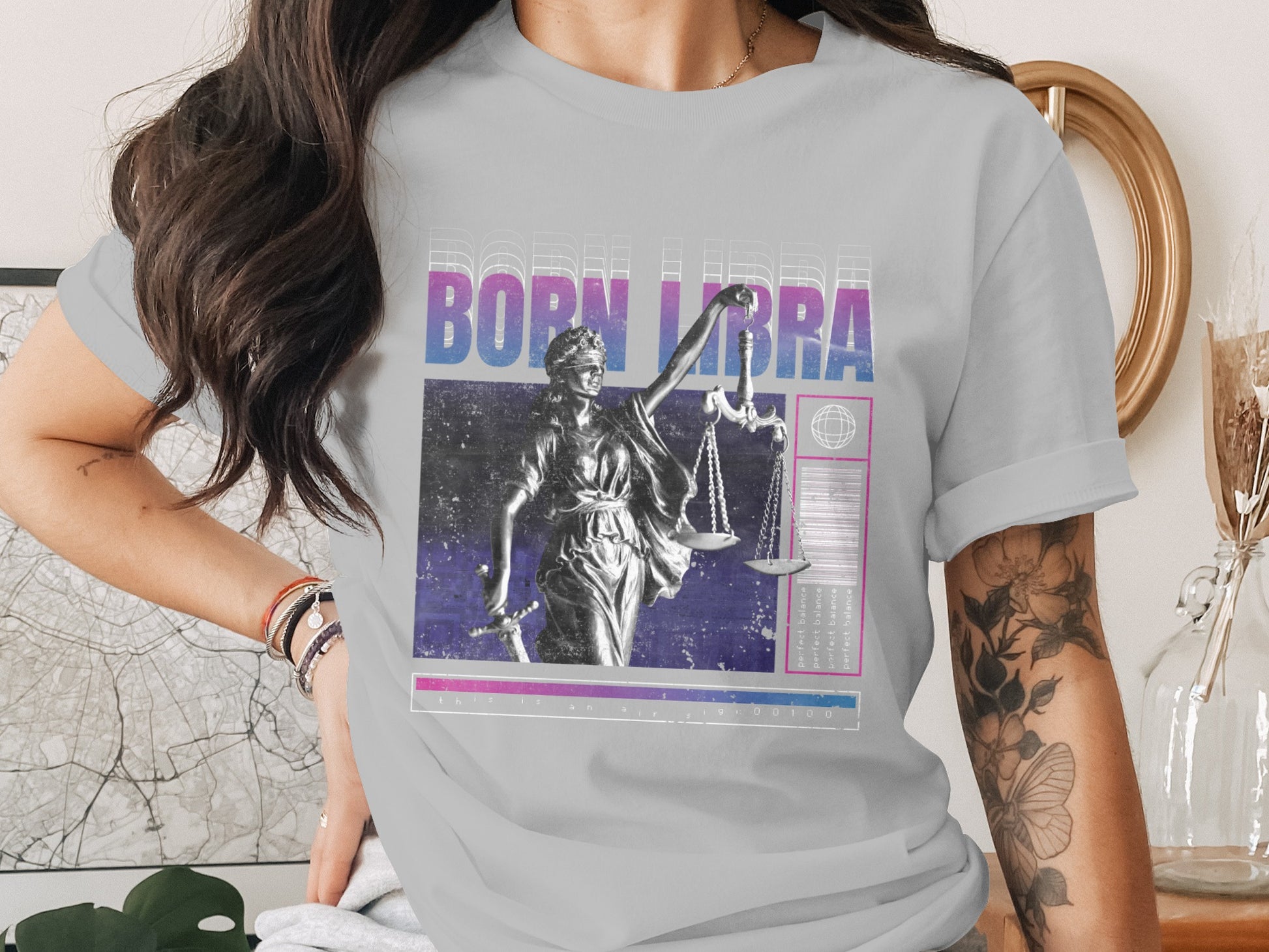 Lady Justice Born Libra Zodiac Graphic T-Shirt