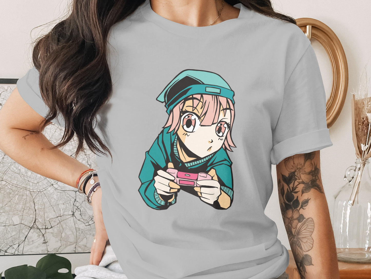 Cute Anime Character Holding Game Controller Shirt