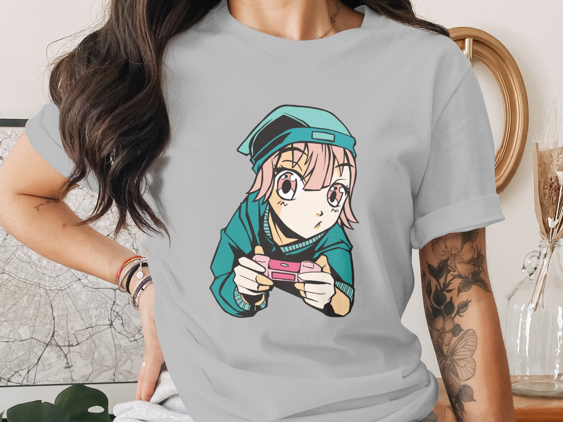 Cute Anime Character Holding Game Controller Shirt