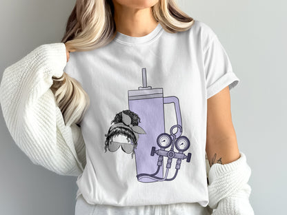 Unique Cup and Scuba Diver Cartoon Graphic T-Shirt