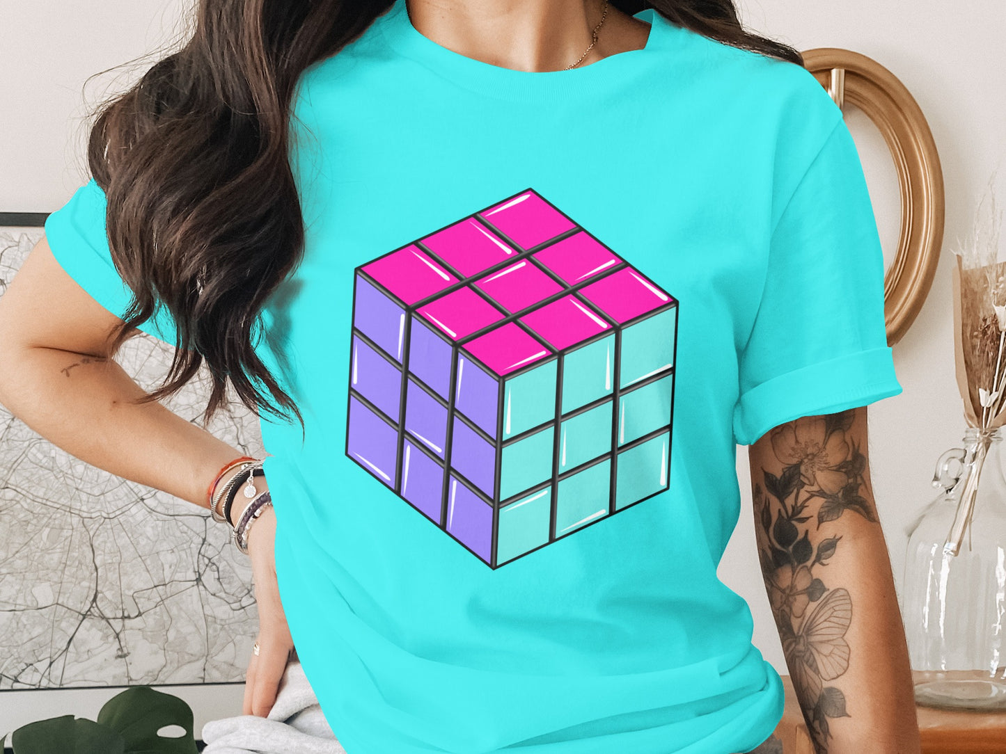 Vibrant Multicolor 3D Cube Graphic T-Shirt
