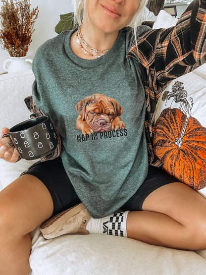 Nap In Process Cute Dog Graphic T-Shirt