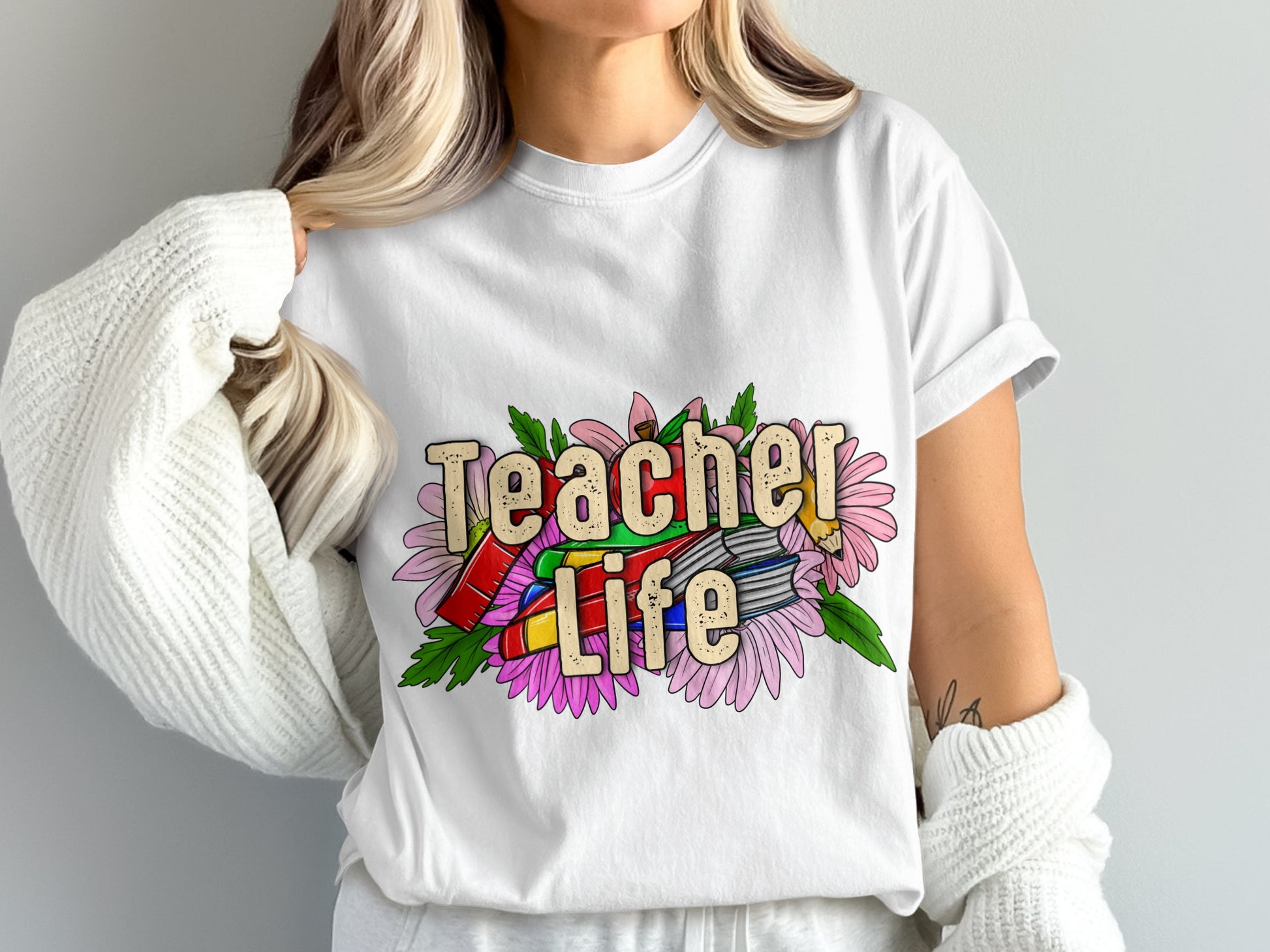 Teacher Life Floral T-Shirt Design for Educators