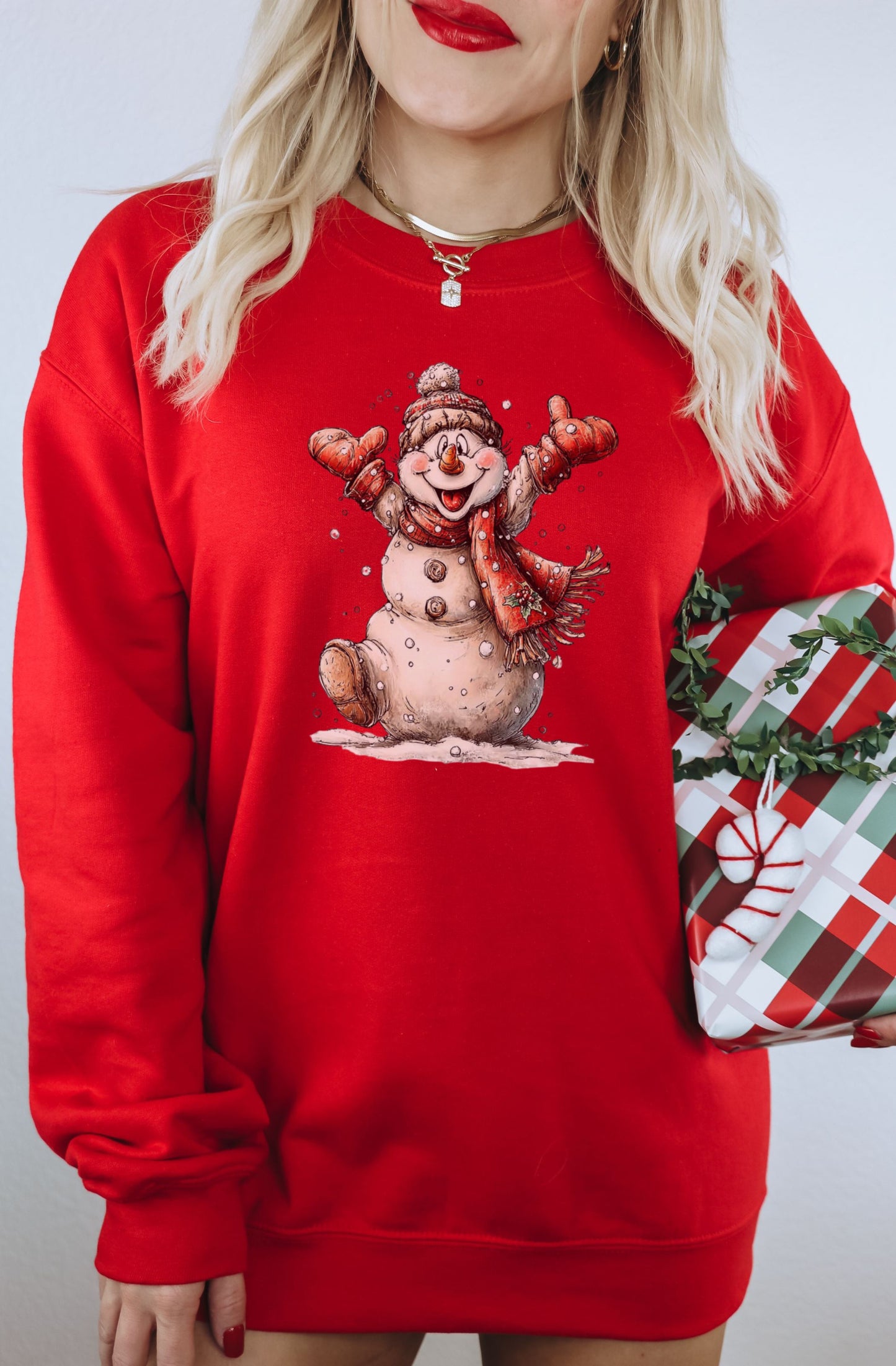Festive Snowman Print Cozy Winter Apparel