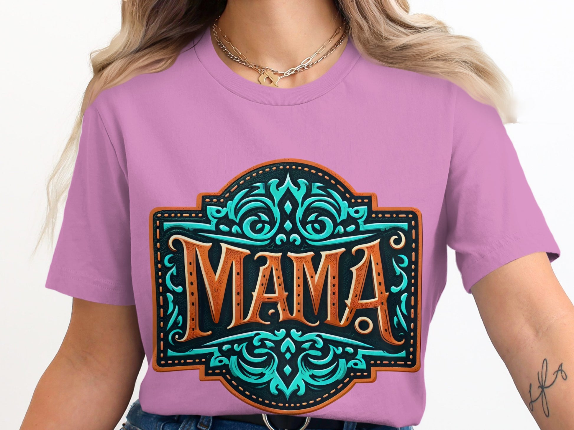 Mama Graphic Tee with Decorative Design