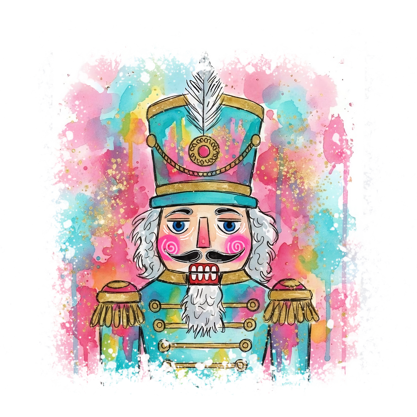 Watercolor Nutcracker with Colorful Splashes product