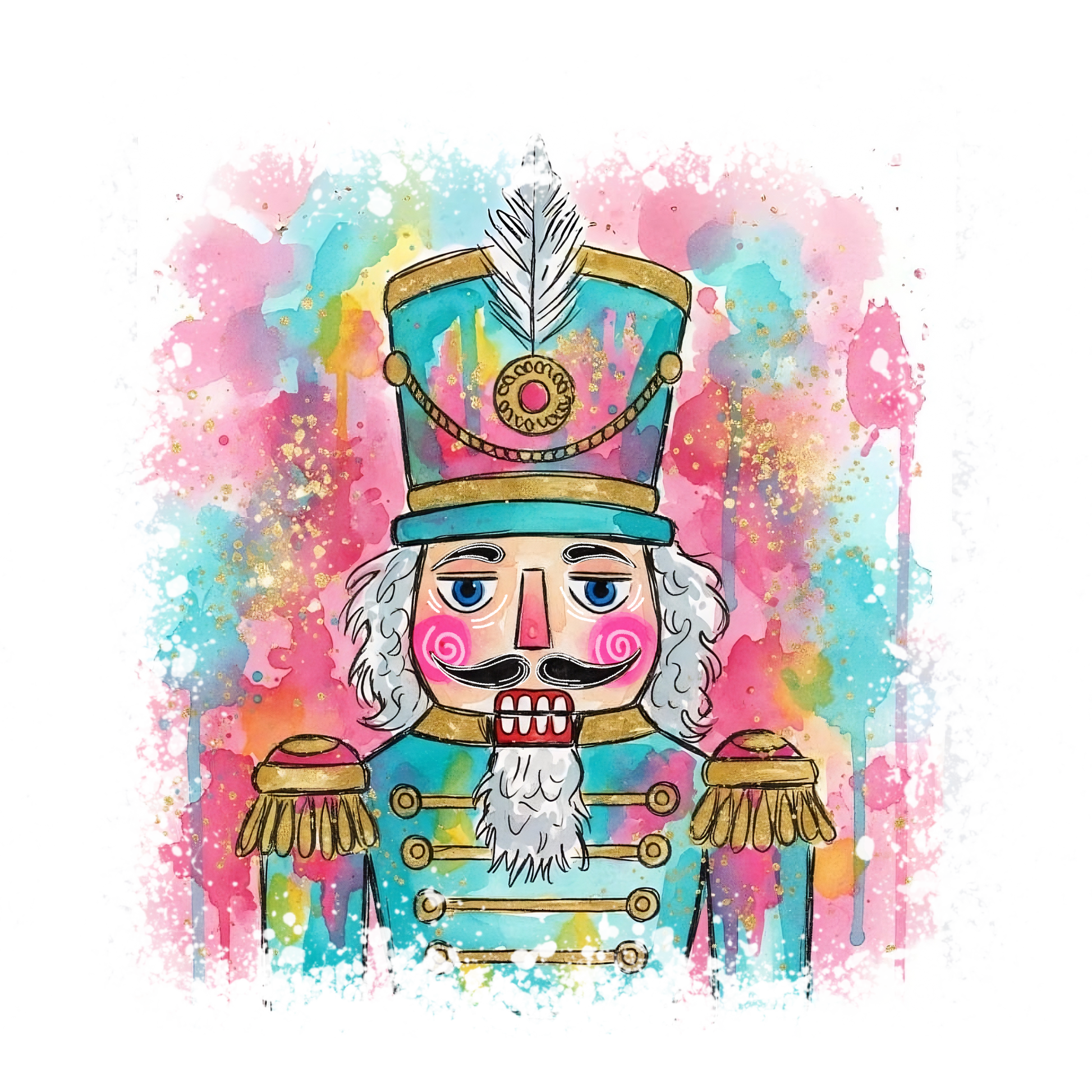 Watercolor Nutcracker with Colorful Splashes product