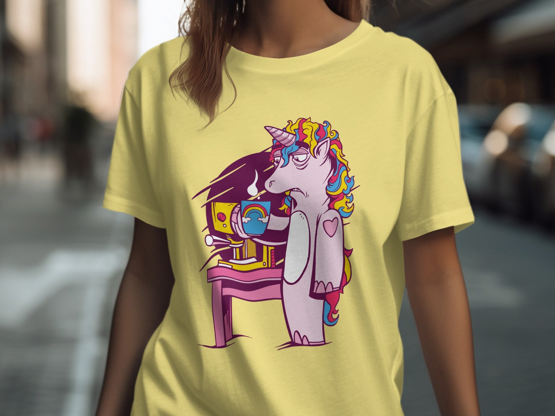 Sleepy Unicorn Eating Cereal T-Shirt