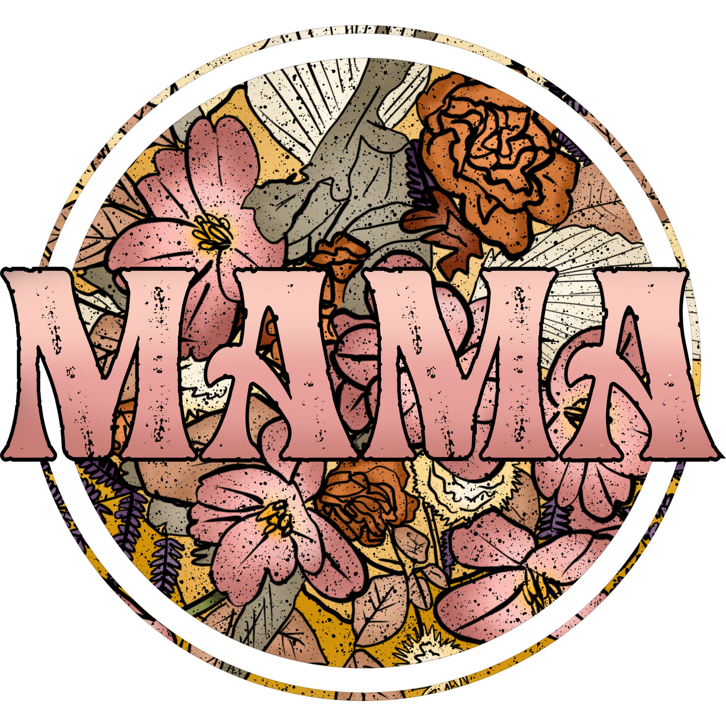 Stylish MAMA Floral Accent Art Graphic Design