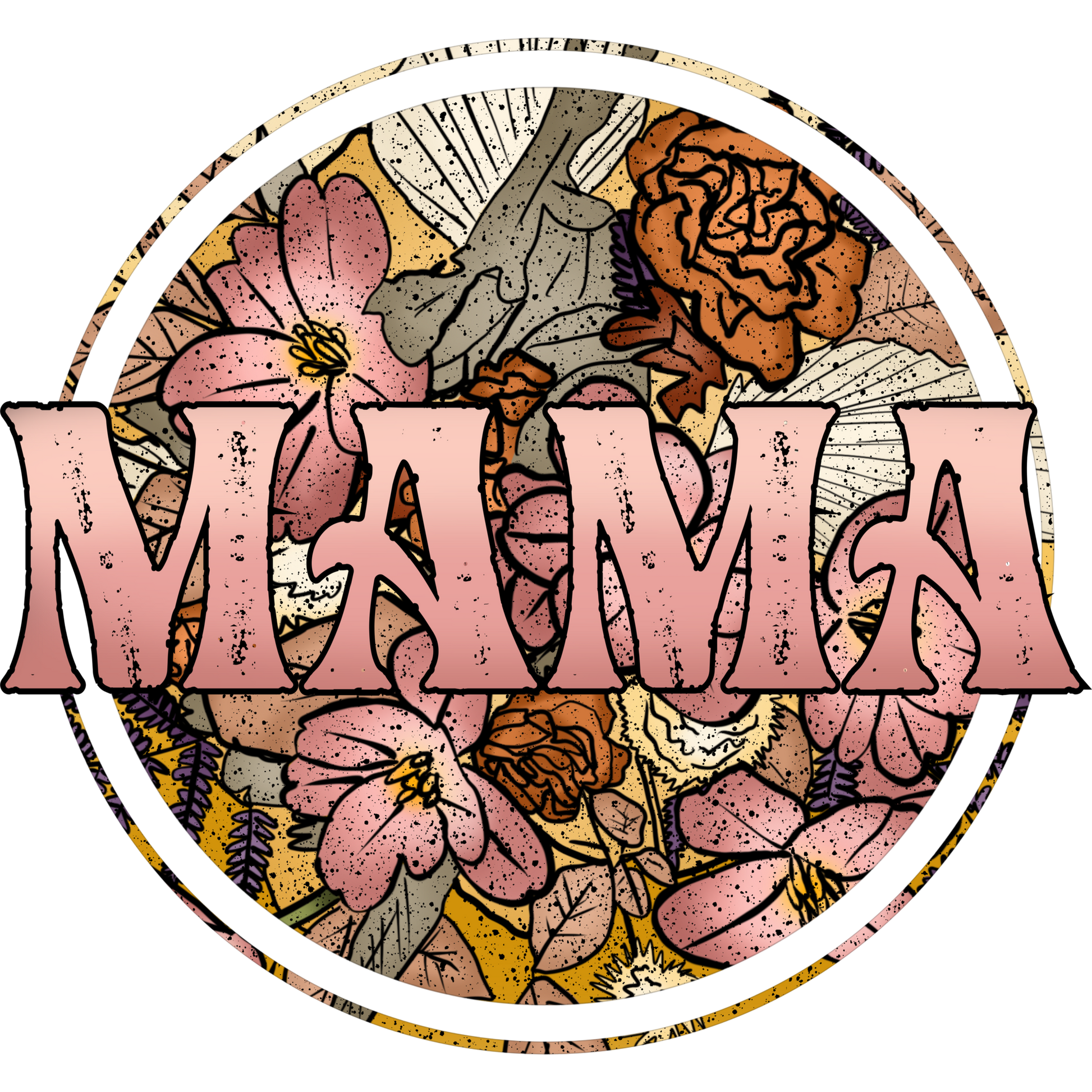 Stylish MAMA Floral Accent Art Graphic Design