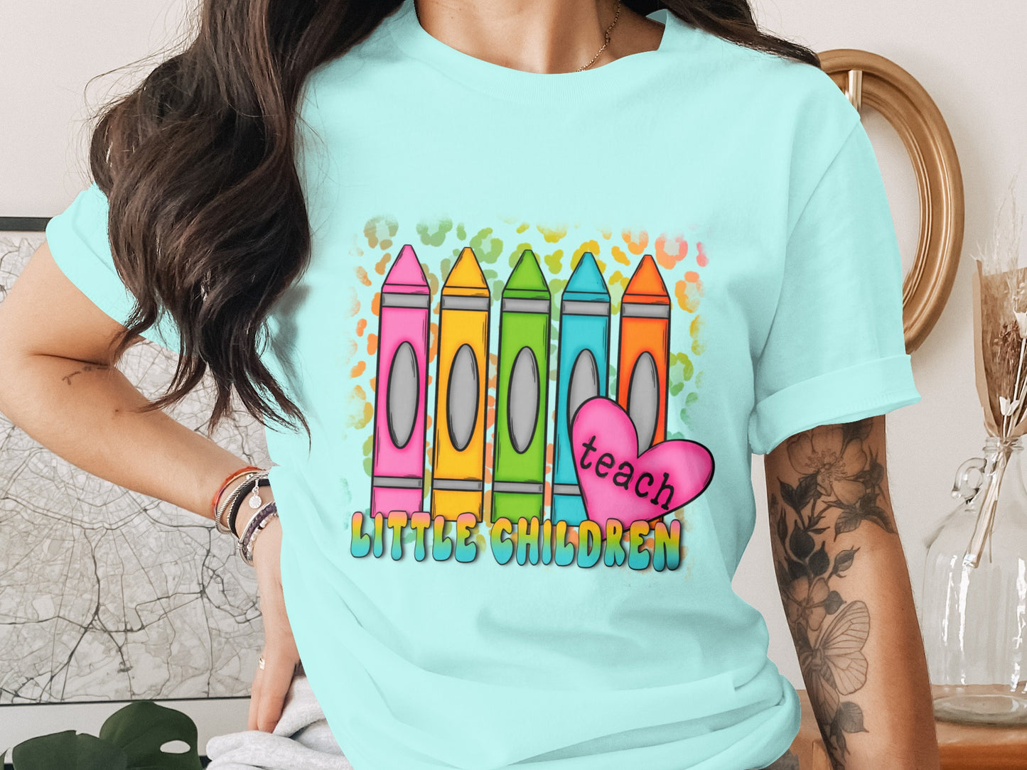 Teach Crayon Design Little Children T-shirt