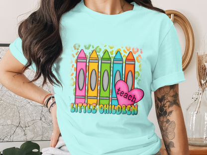 Teach Crayon Design Little Children T-shirt