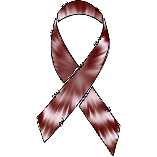 Support Awareness Burgundy and White Ribbon Design
