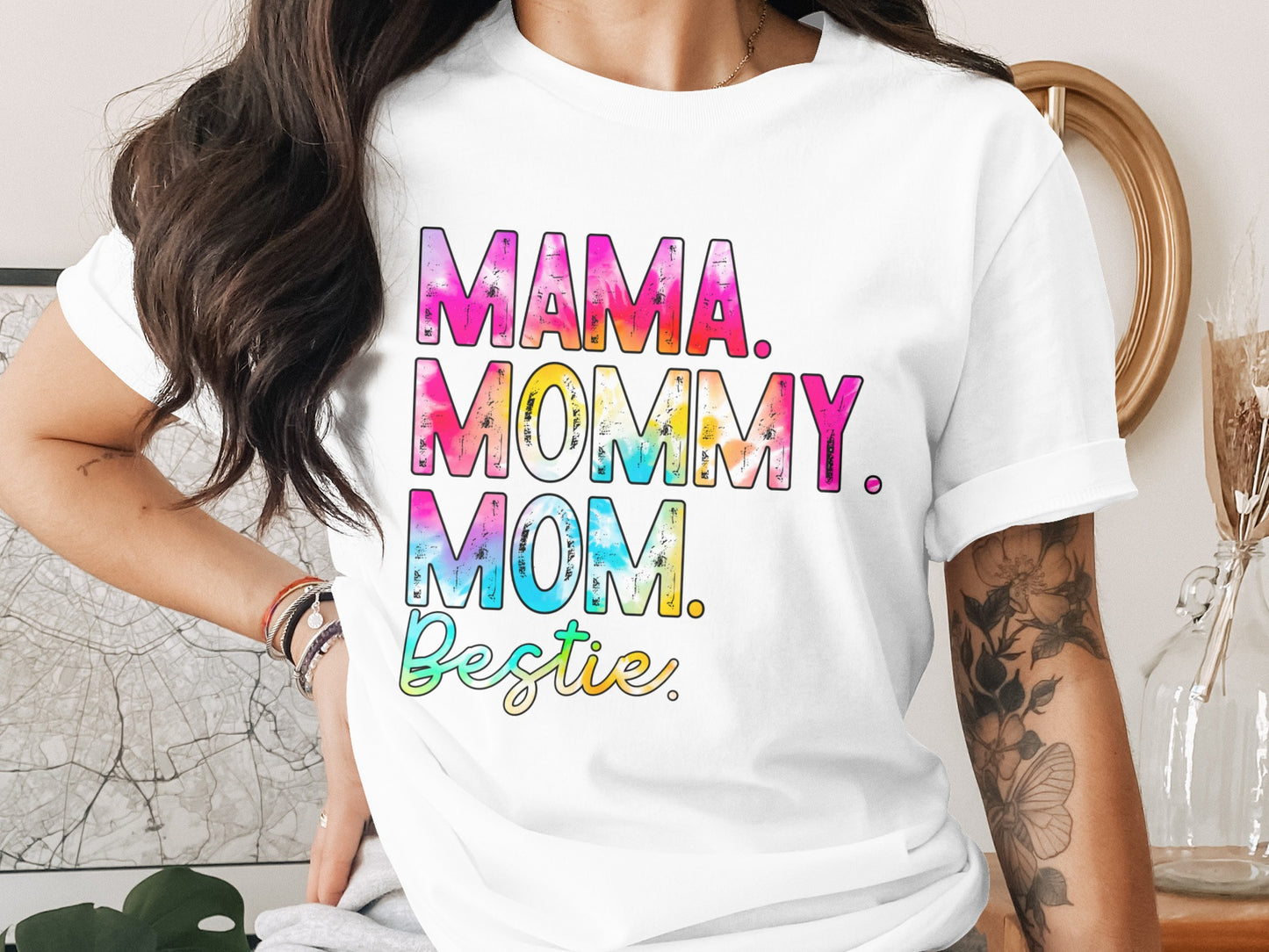 Colorful Mama Mommy Mom Bestie T-shirt