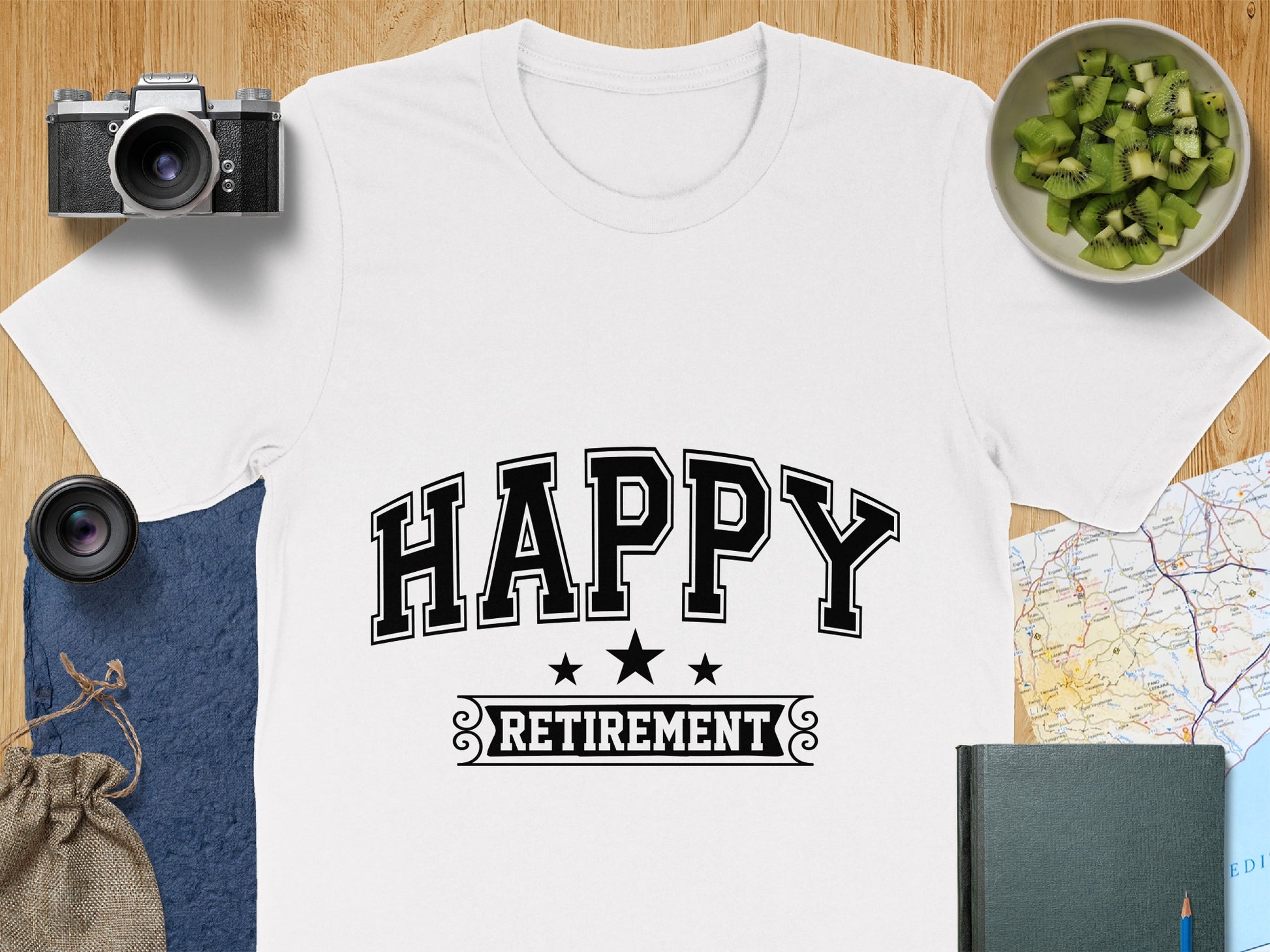 Happy Retirement T-Shirt with Bold Graphic Design