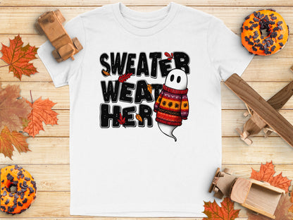 Sweater Weather Ghost T-shirt Halloween Holiday Sale