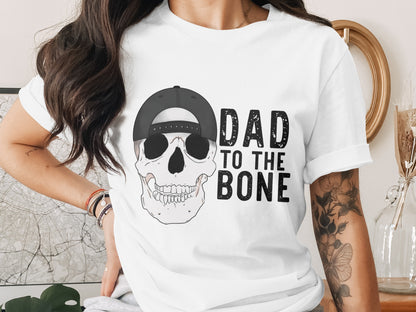 Dad to the Bone Skull in Cap Print T-Shirt