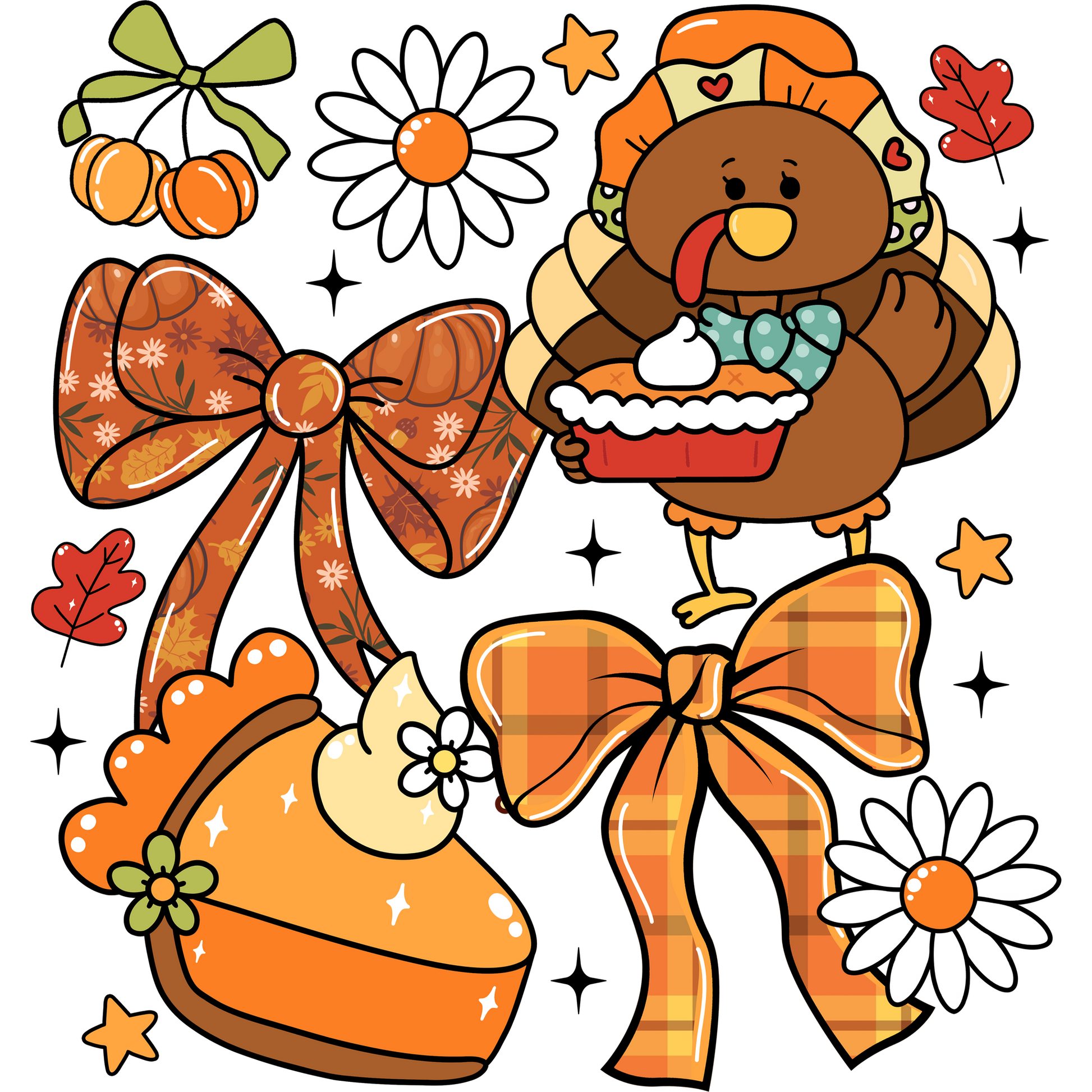 Colorful Thanksgiving Holiday Stickers Set