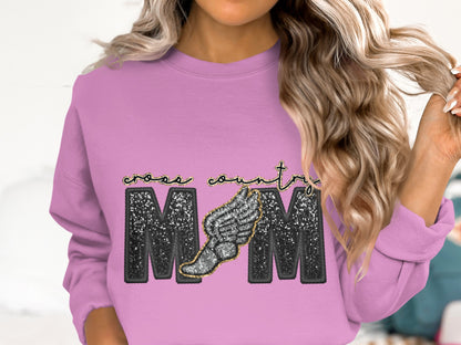 Cross Country Mom Glitter Wings Custom Sweatshirt