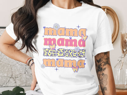 Cute Floral Mama Tee with Butterfly Accents