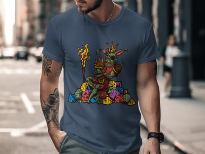 Quirky Goblin with Dice Printed Graphic T-shirt
