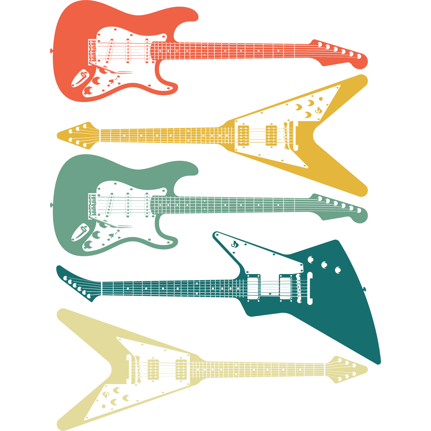 Colorful Electric Guitars Artistic Design Poster