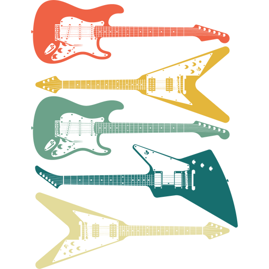 Colorful Electric Guitars Artistic Design Poster