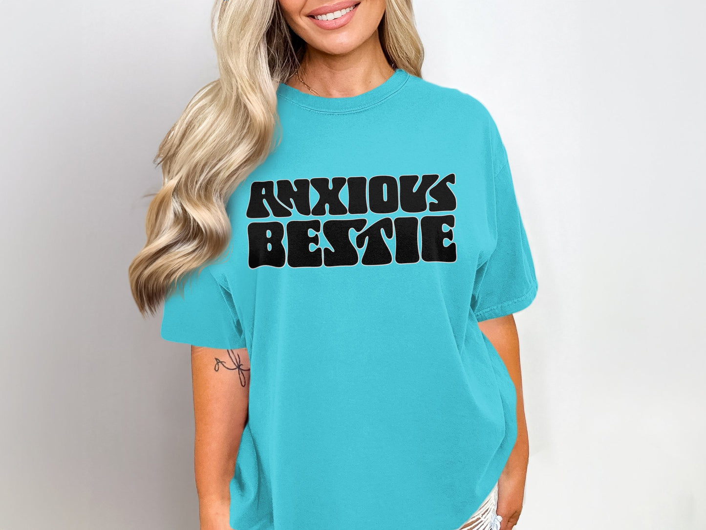 Anxious Bestie Graphic Tee Women Casual Shirt