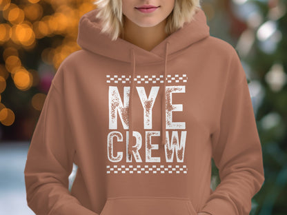NYE Crew Hoodie with Festive Checkered Design