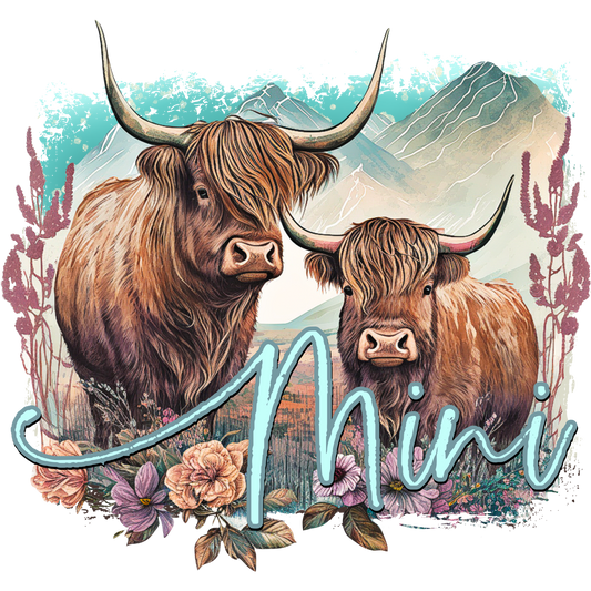 Highland Cows Mini Pastoral Art Print Decor