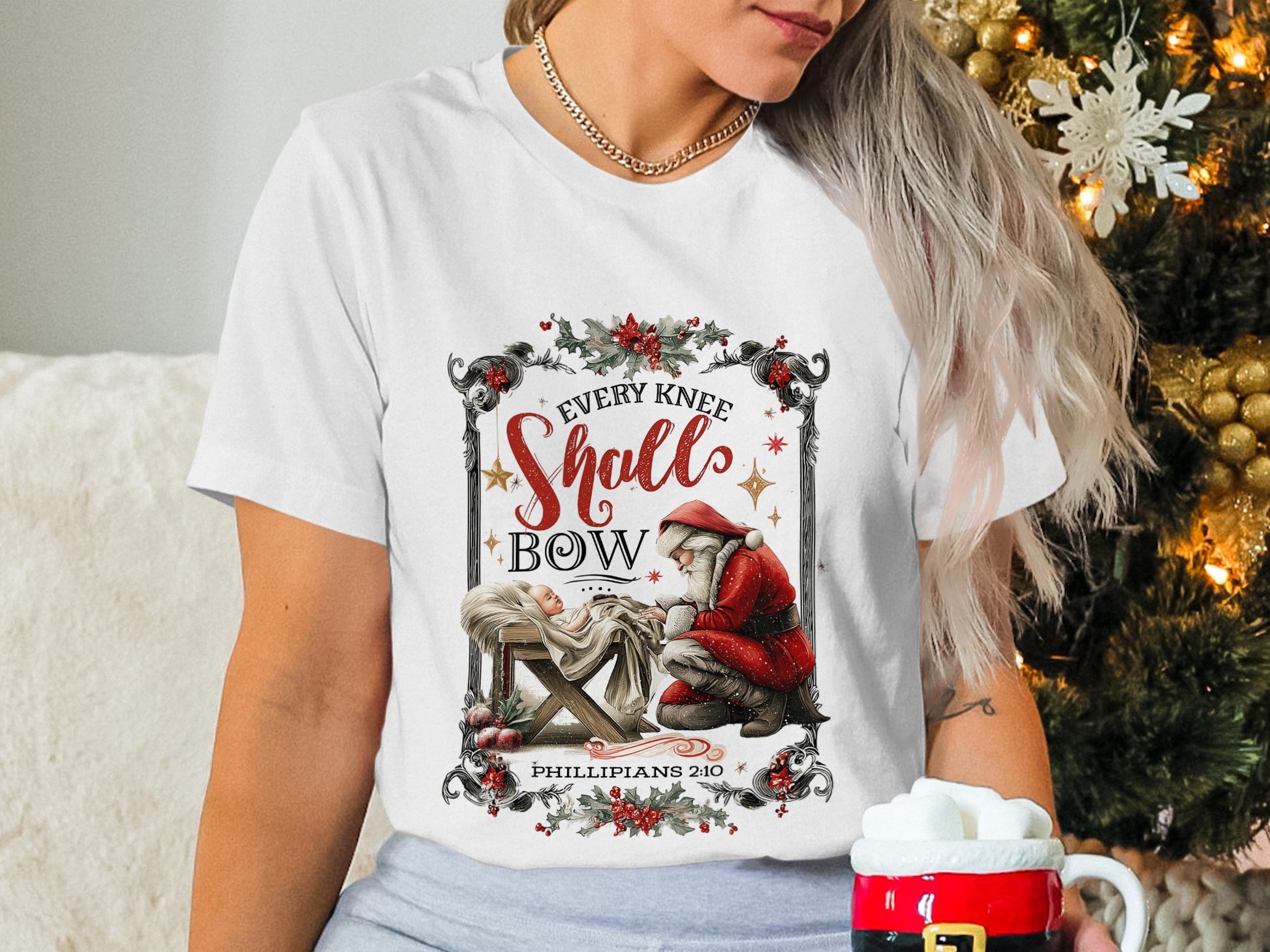 Every Knee Shall Bow Christmas T-Shirt