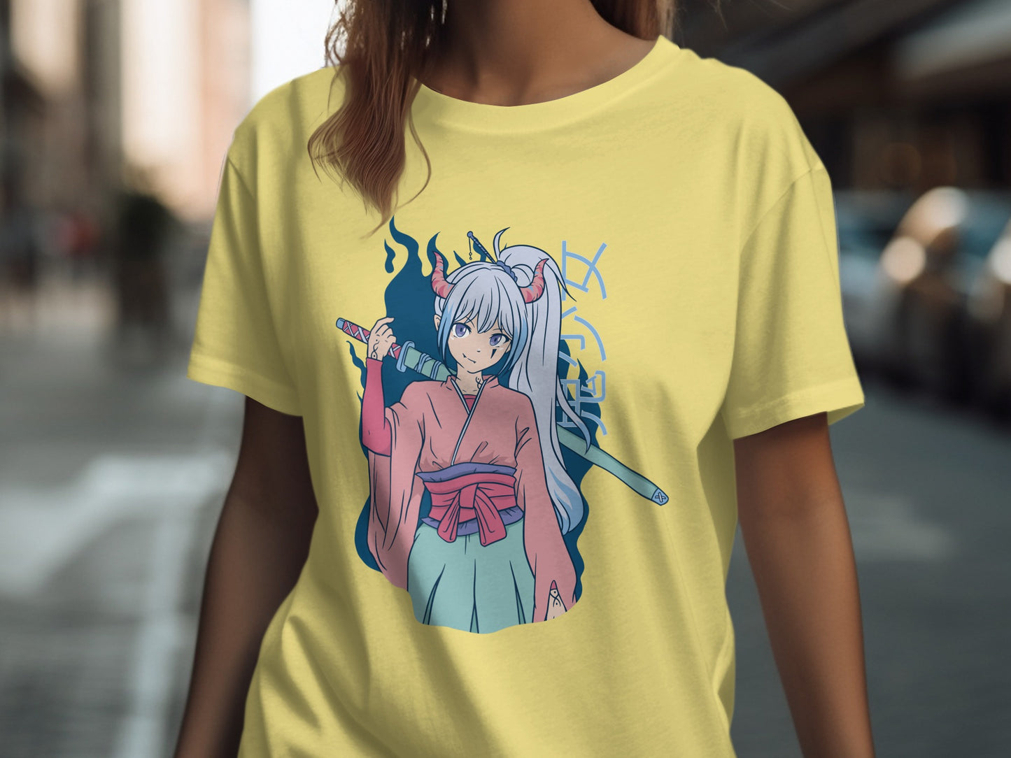 Cool Anime Character with Swords Graphic Shirt