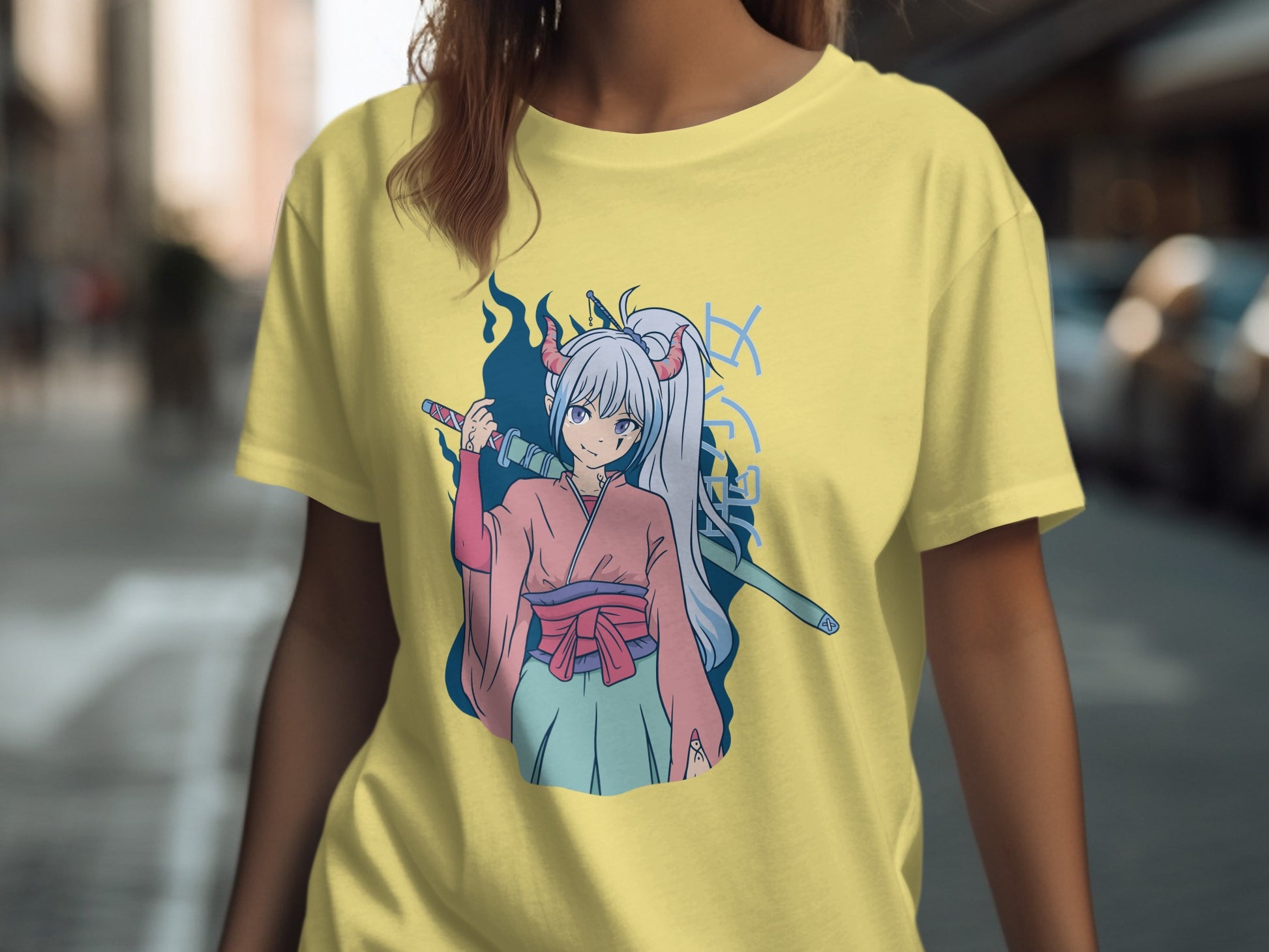 Cool Anime Character with Swords Graphic Shirt