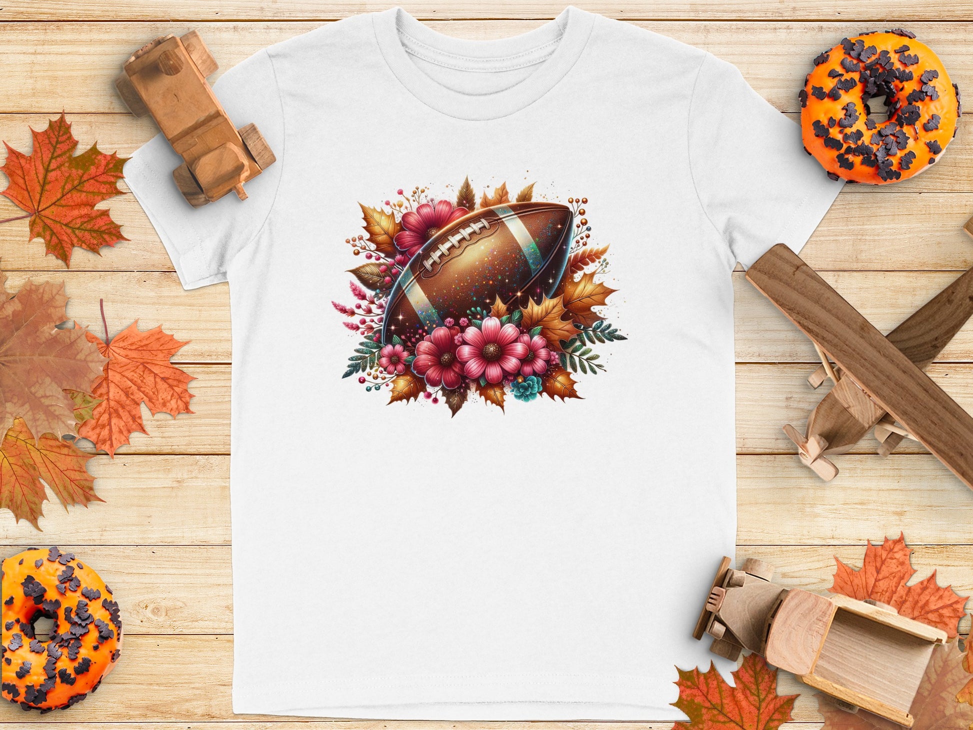 Fall Floral American Football Graphic T-Shirt product type