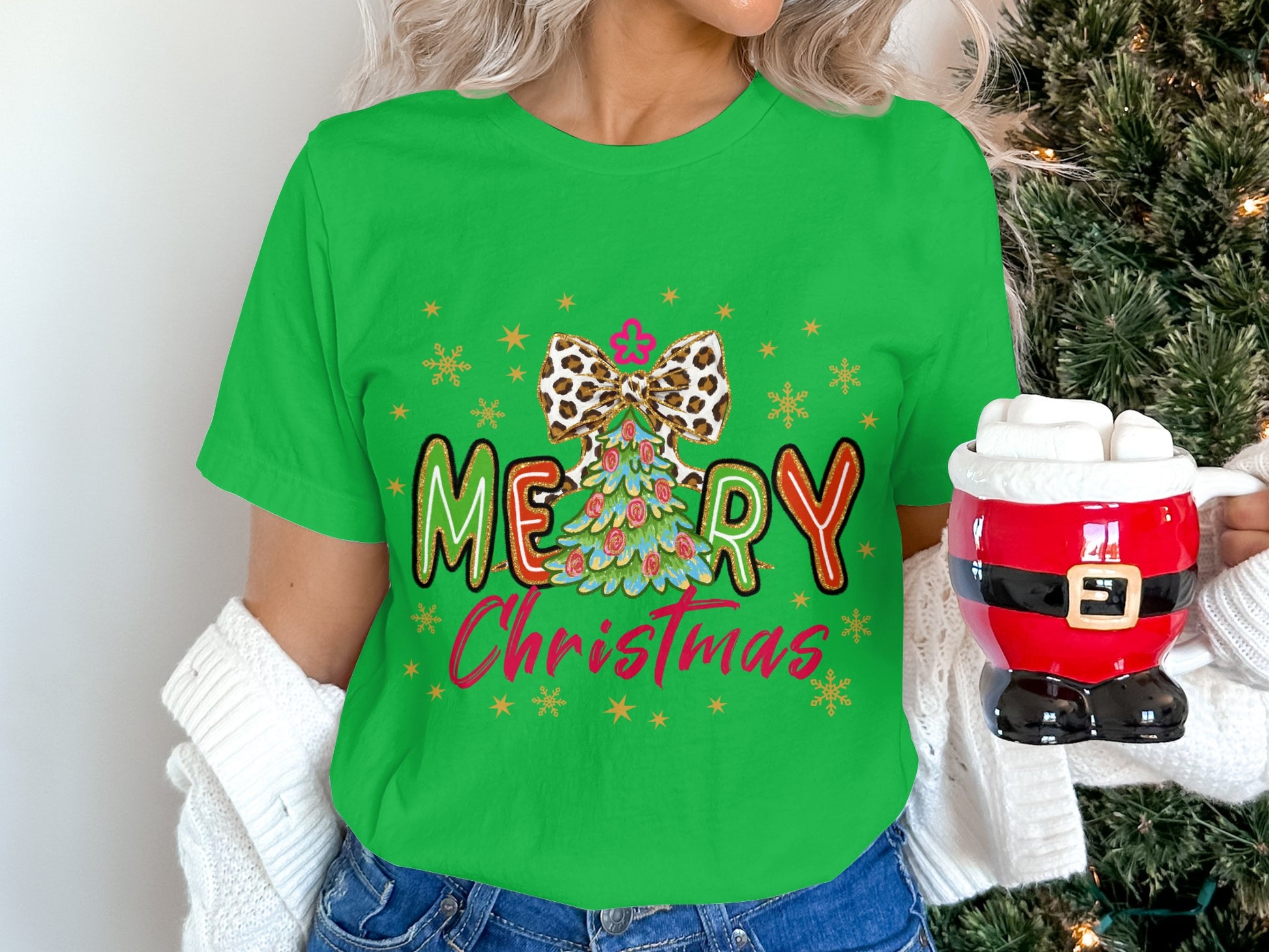 Merry Christmas Colorful Tee with Festive Design