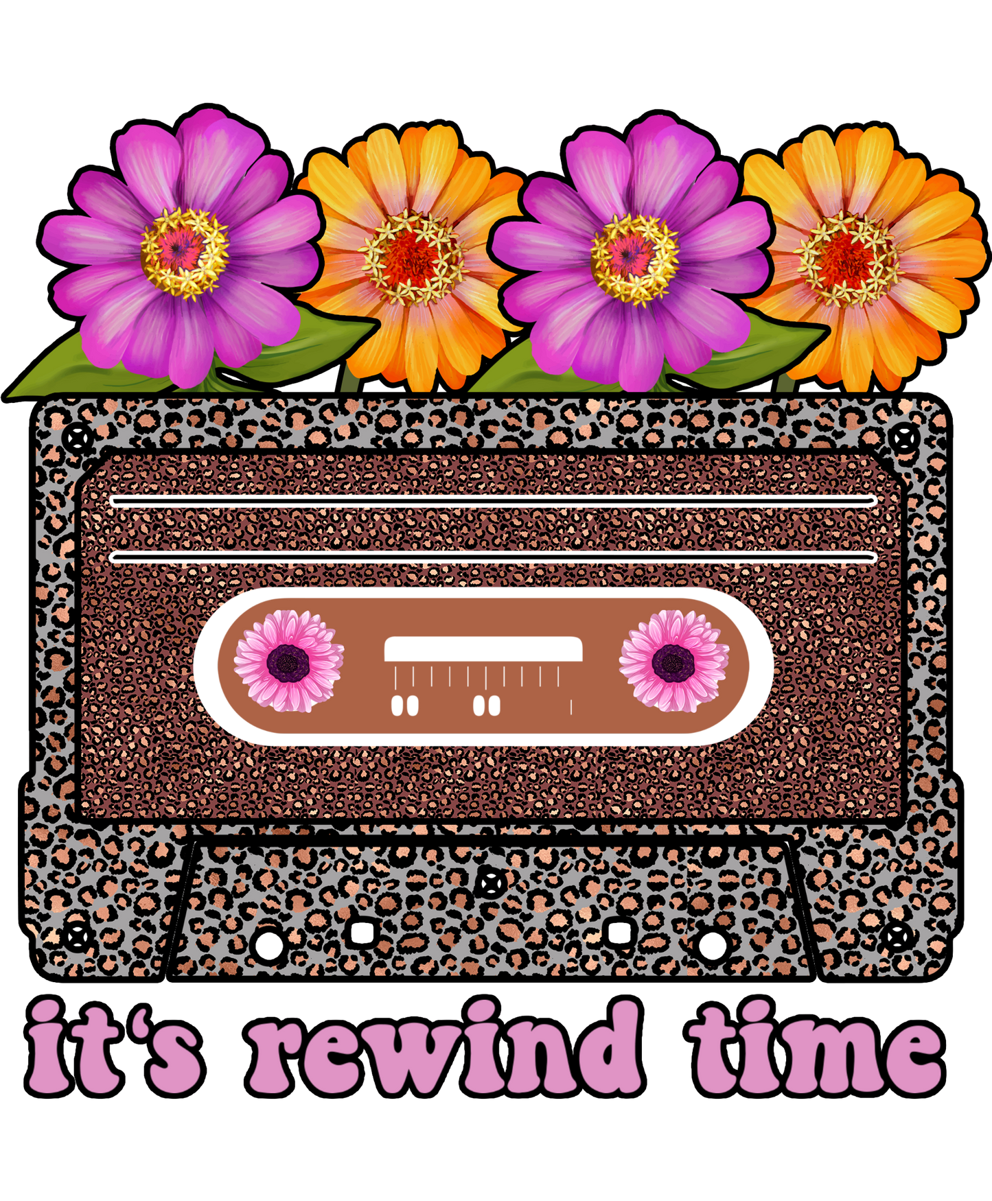 Retro Floral Cassette Design It's Rewind Time Product