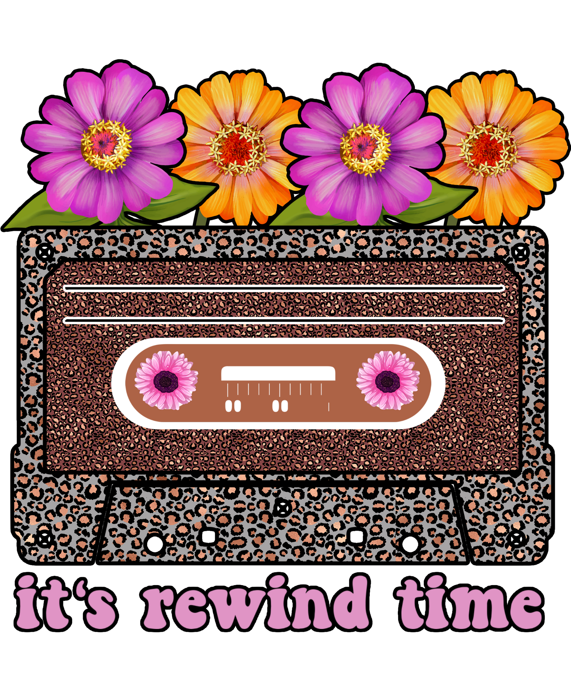 Retro Floral Cassette Design It's Rewind Time Product