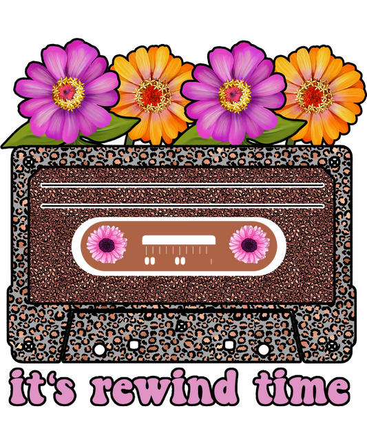 Retro Floral Cassette Design It's Rewind Time Product