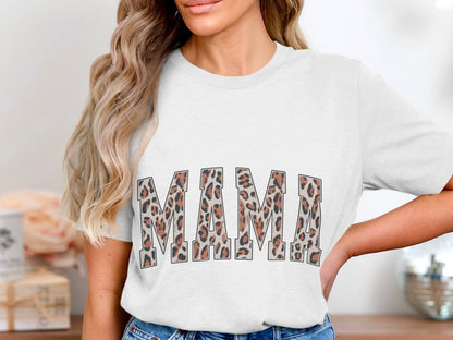Stylish Leopard Print MAMA Graphic T-Shirt for Moms