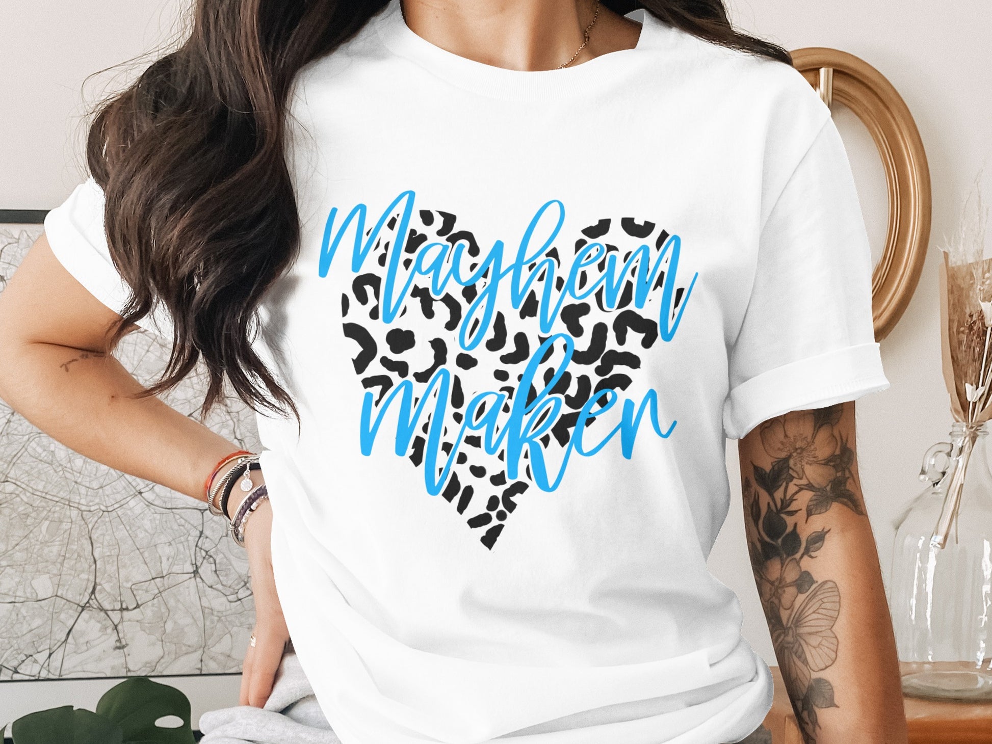 Mayhem Maken Heart Leopard Print Design T-Shirt