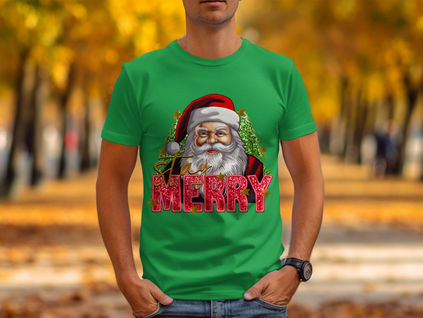Festive Santa Claus Graphic Holiday T-Shirt
